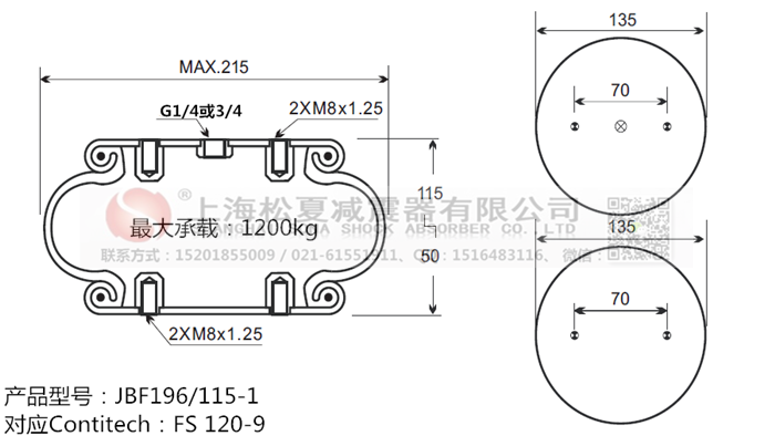JBF196/115-1橡膠<a href='http://www.slot.org.cn/' target='_blank'><u>空氣彈簧</u></a>