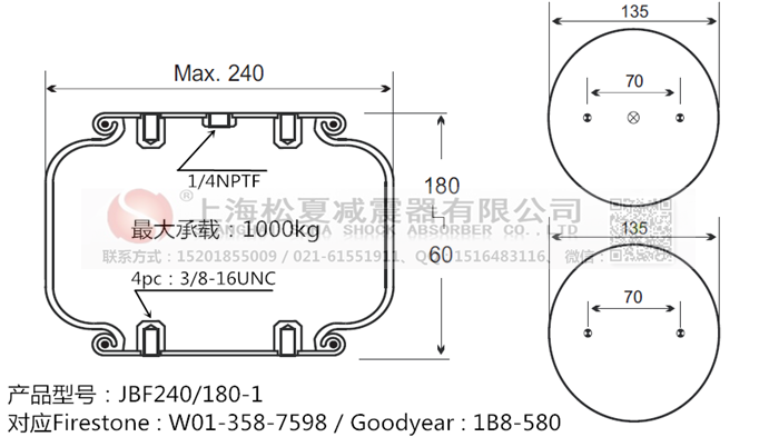 JBF240-180-1橡膠<a href='http://www.slot.org.cn/' target='_blank'><u>空氣彈簧</u></a>