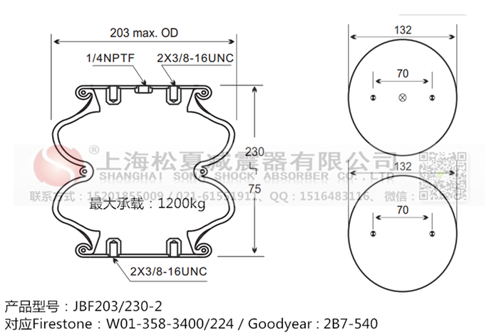 JBF203/230-2橡膠<a href='http://www.slot.org.cn/' target='_blank'><u>空氣彈簧</u></a>