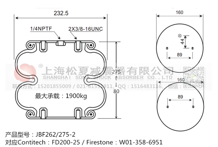 JBF262/275-2橡膠<a href='http://www.slot.org.cn/' target='_blank'><u>空氣彈簧</u></a>